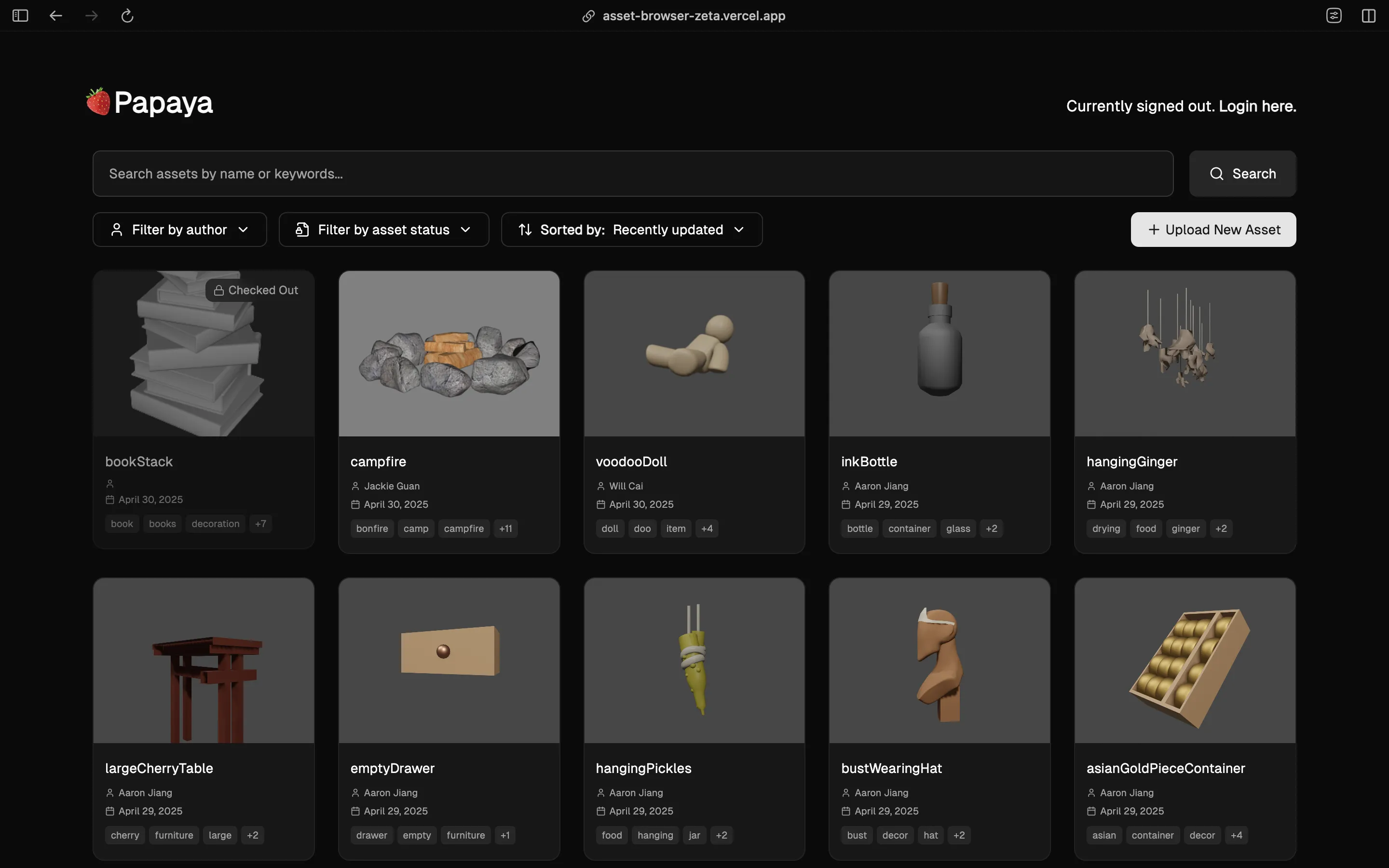 Project PAPAYA - USD Asset Browser Thumbnail